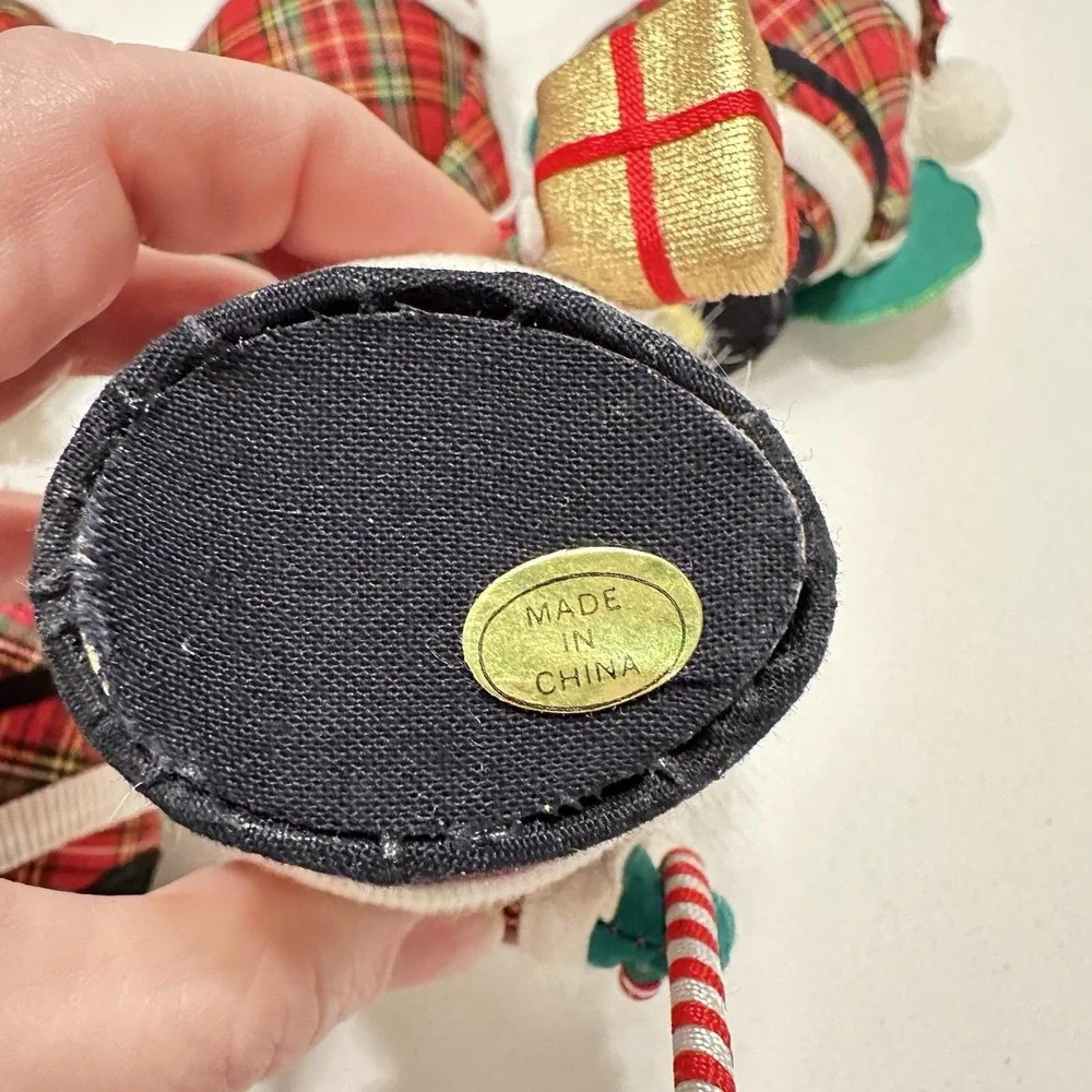 Vintage Santa Claus Plaid Egg Shaped ‎ Christmas Tree Ornaments 5